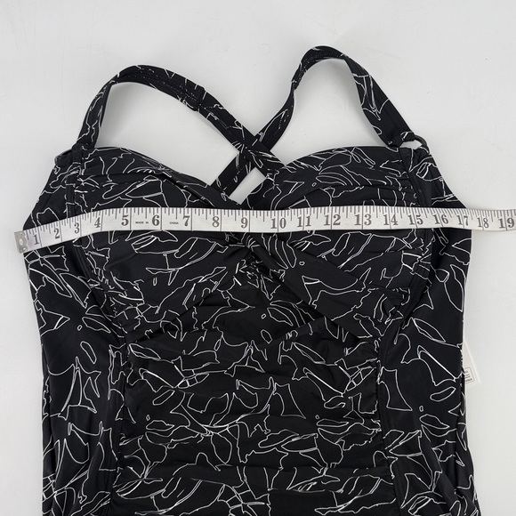 DKNY Women's Size XL Black White Sweetheart Twist Front One Piece Swimsuit New - Picture 9 of 11